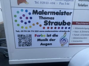 Unsere Werbung auf dem Anhänger des Spielmannszuges Hovestadt Nordwald