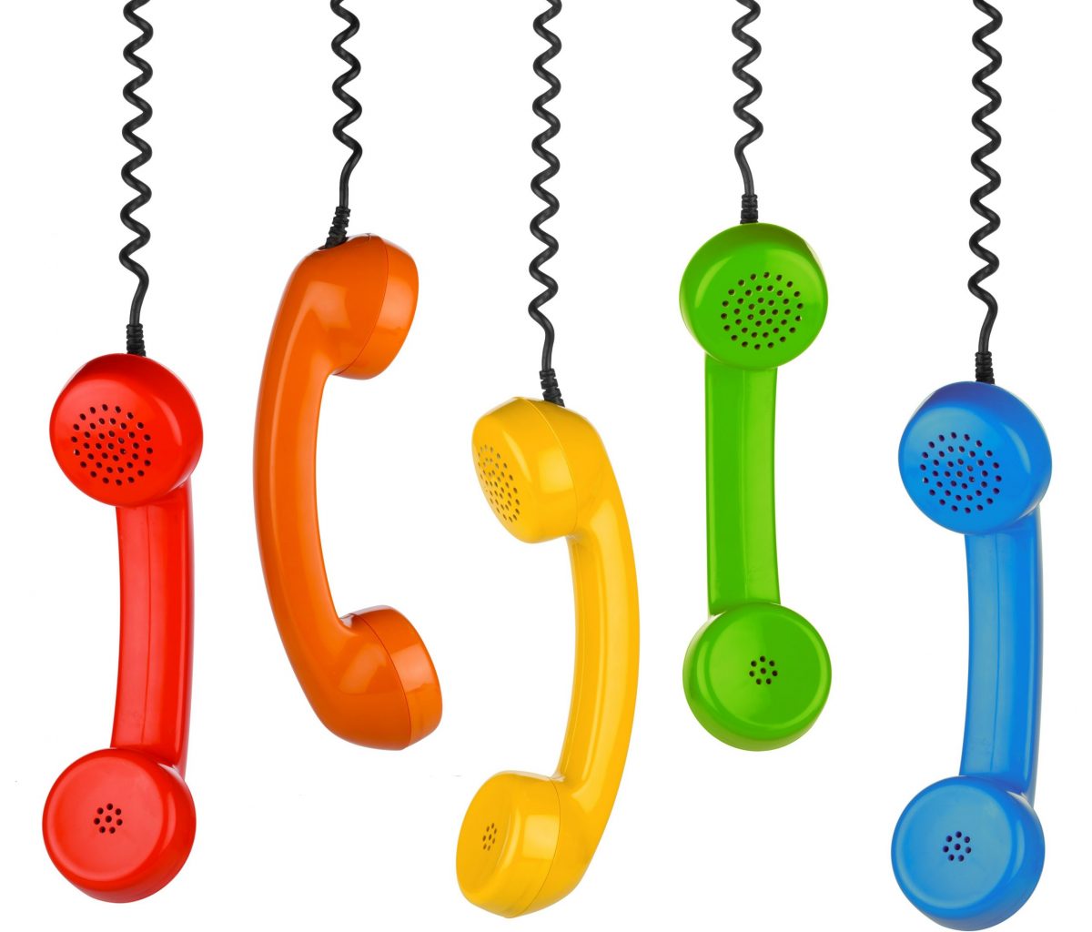 Row,Of,Old,Handsets,On,White,Background