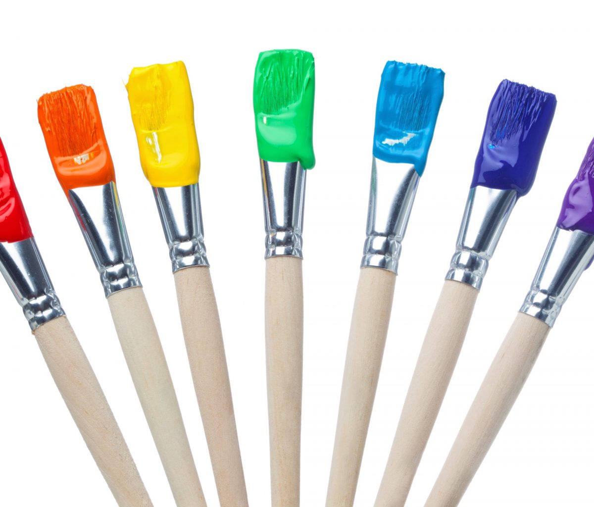 Colorful,Paint,Brushes,With,The,Colors,Of,The,Rainbow,,Simple
